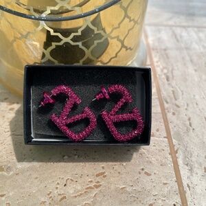 Valentino Fuscia Logo Earrings